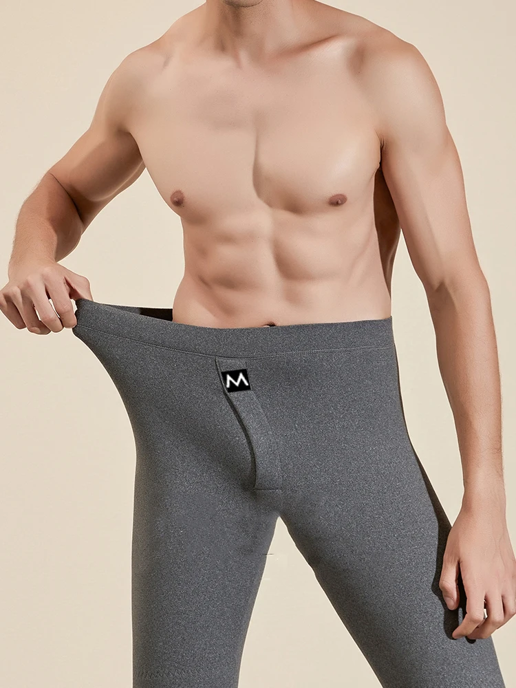 Winter Warm Mens Leggings Long Johns Fleece Wool Underwear Elastic Tights Male Thermal Pants