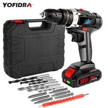 

Cordless Electric Drill Impact Drill Electric Screwdriver 3 in 1 Power Tools with 2PCS Lithium Battery Home DIY Tools 25+3 Setti