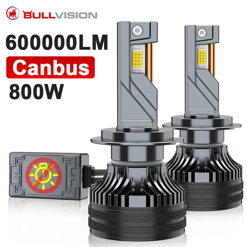 차량 헤드라이트 H7 H4 LED 전구 캔버스 9780 CSP 칩 6000K H1 H11 H9 9012 9005 HB3 9006 HB4 안개등 12V 고출력 3구 동관