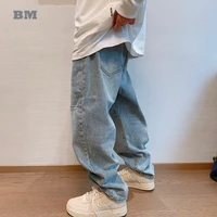BM Korean Hip Hop Ripped Baggy Jeans Men Clothing Japanese Streetwear Straight-Leg Denim Cargo Pants Harajuku Casual Trousers 1