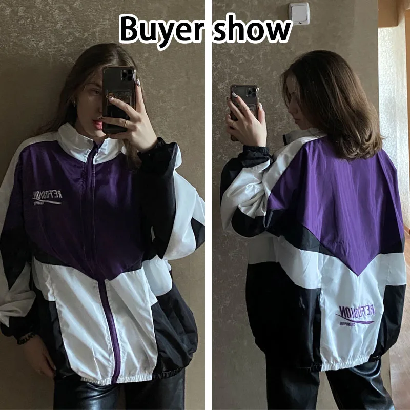 Unisex Embroidered Varsity Bomber Jacket Outerwear Sports Baseball Jacket, XL / Purple