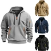 New Warm and Unique Solid Color Pocket Autumn/Winter Zipper Coat  Autumn Sweater Hat Men's Clothing Women's Hooded Zipper Top 2