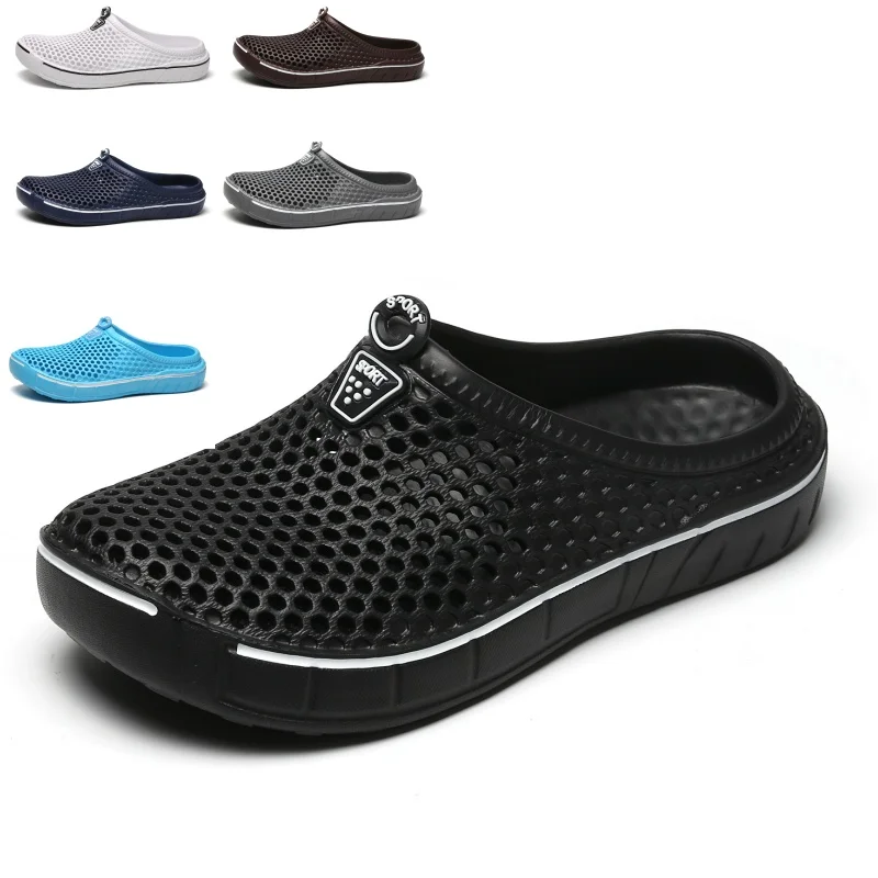 Hole Shoes For Men's Summer Clogs Men's Wrapped Slippers Outdoor beach Shoes Female Student Stage Sandals Garden Shoes