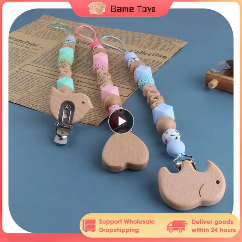 

Baby Pacifier Clips Silicone Bead Wooden Beads Pacifier Chain Infant Nipple Appease Soother Chain Clips Dummy Holder Nipple Clip