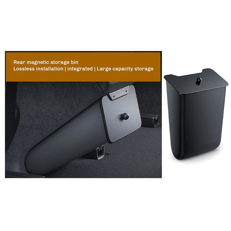 Car Magnetic Rear Storage Box For Tesla Model 3 Highland-Car Magnetic Trash Can Interior Accessories