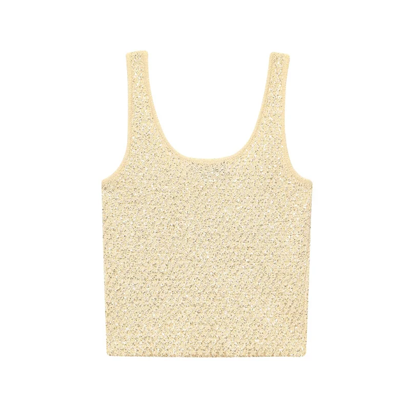 Sequin Knitted Top Women 2025 Summer Crop Tops For Women Backless Slip Short Tops Streetwear Sexy Party Top