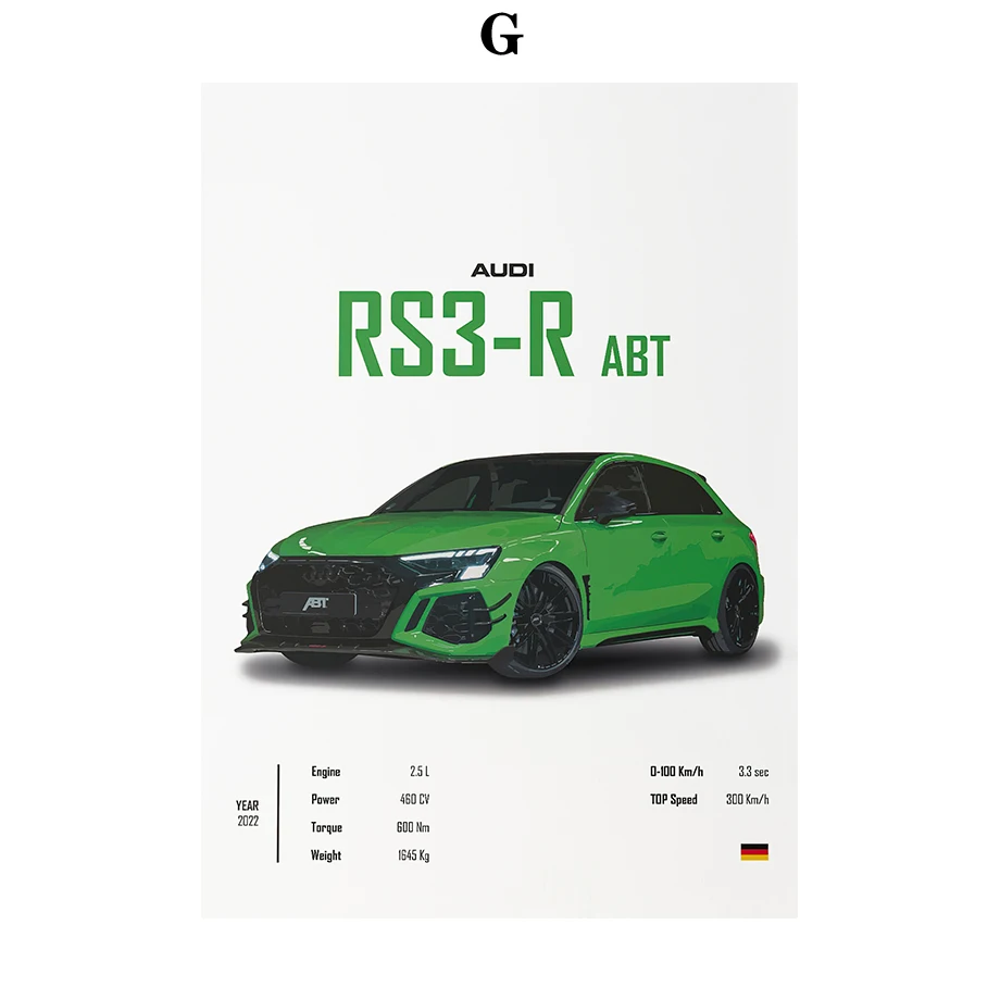 thumbnail image 1 of Cuadro sobre lienzo para pared con diseño de coche de lujo R8 RS7 RS5 PS6 PS4 RSQ8, póster nórdico e impresión de imágenes para pared, decoración del hogar para sala de estar, 1 of 5