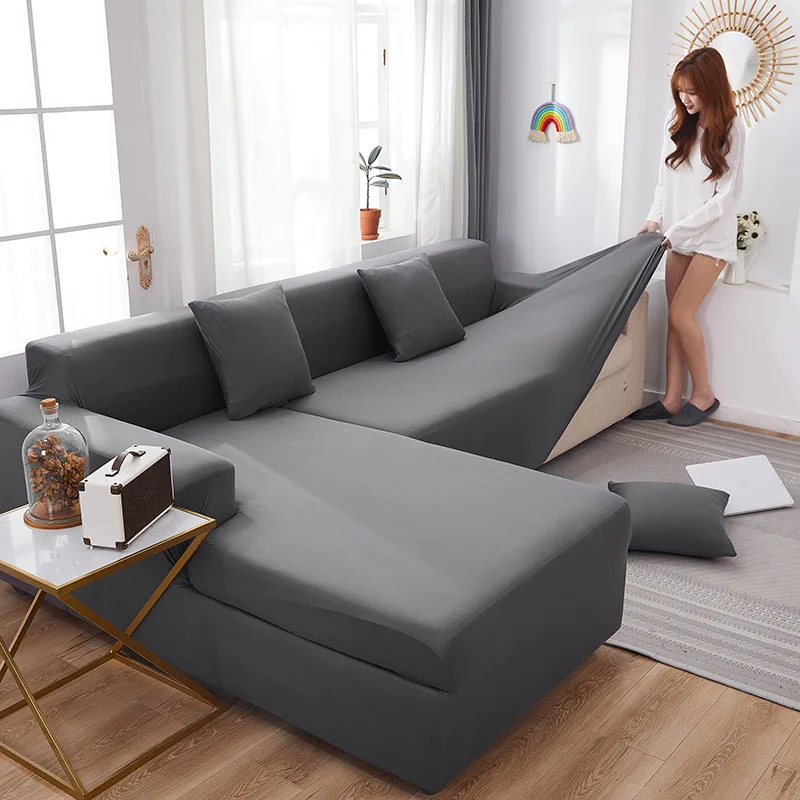 

Stretchy L-Shaped Sofa Cover Elastic Couch Cover Durable Slipcover for 1/2/3/4-Seat Sofa Armchair Futon Recliner Seat Protector