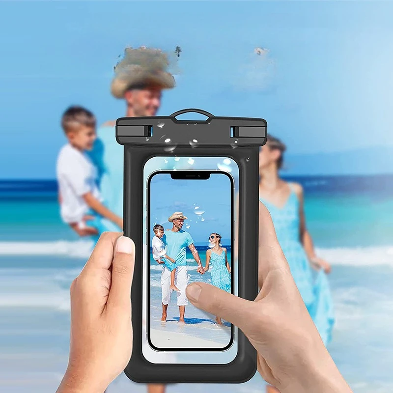 Airbag PVC Phone Waterproof Bag with Neck Strap for Diving Swimming Hot Spring Water Park Protection Case