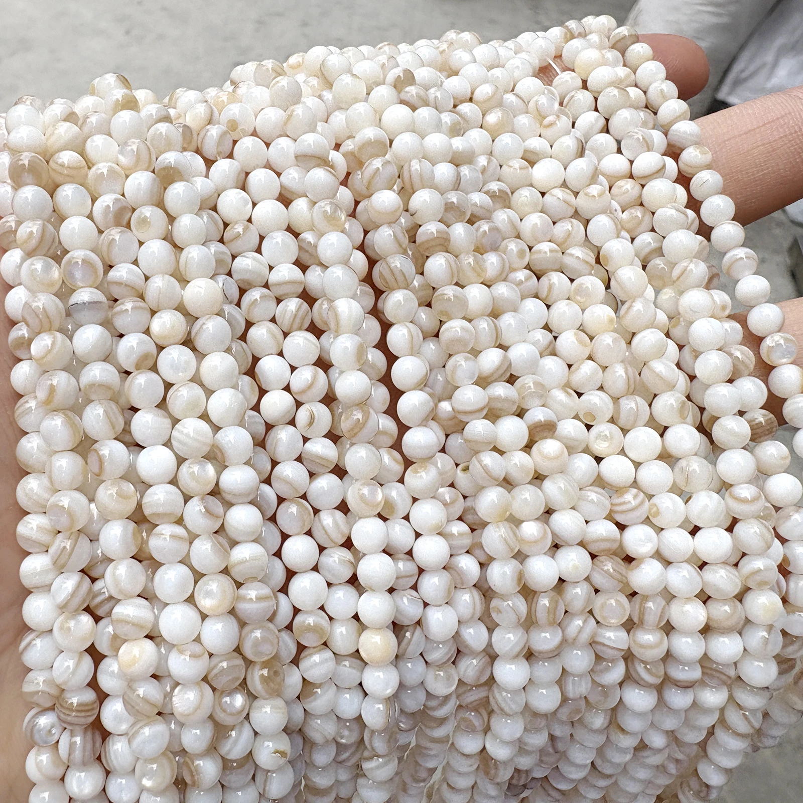Loose Beads Natural Shell Brown Lace Mother of Pearl Round 15" Strand 2 3 4 6MM for Jewelry Making Bracelet Necklace