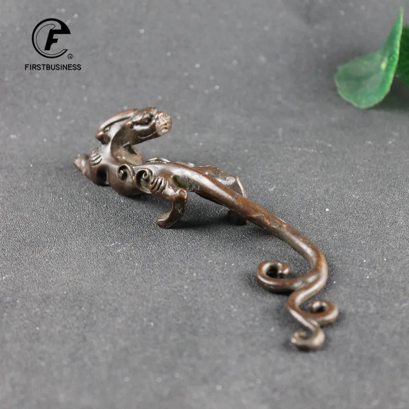 Antique Copper Dragon Beast Statue Pen Holder Desk Ornament Home Decoration Craft Accessories Retro Brass Zodiac Animal Figurine 3