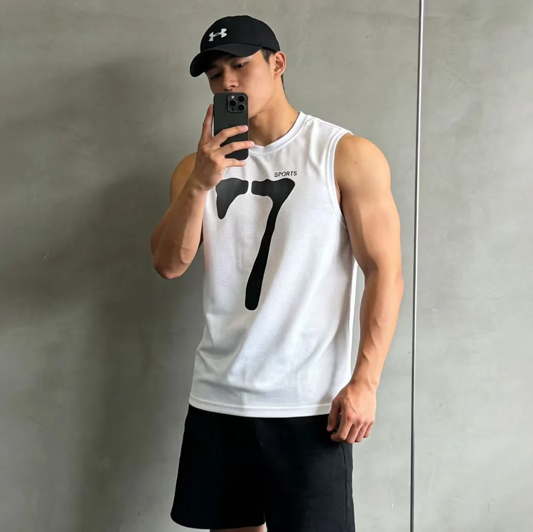 여름 남성용 짐 탱크탑 피트니스 트레이닝 의류 속건성 루즈핏 보디빌딩 민소매 셔츠 남성 패션 농구 조끼