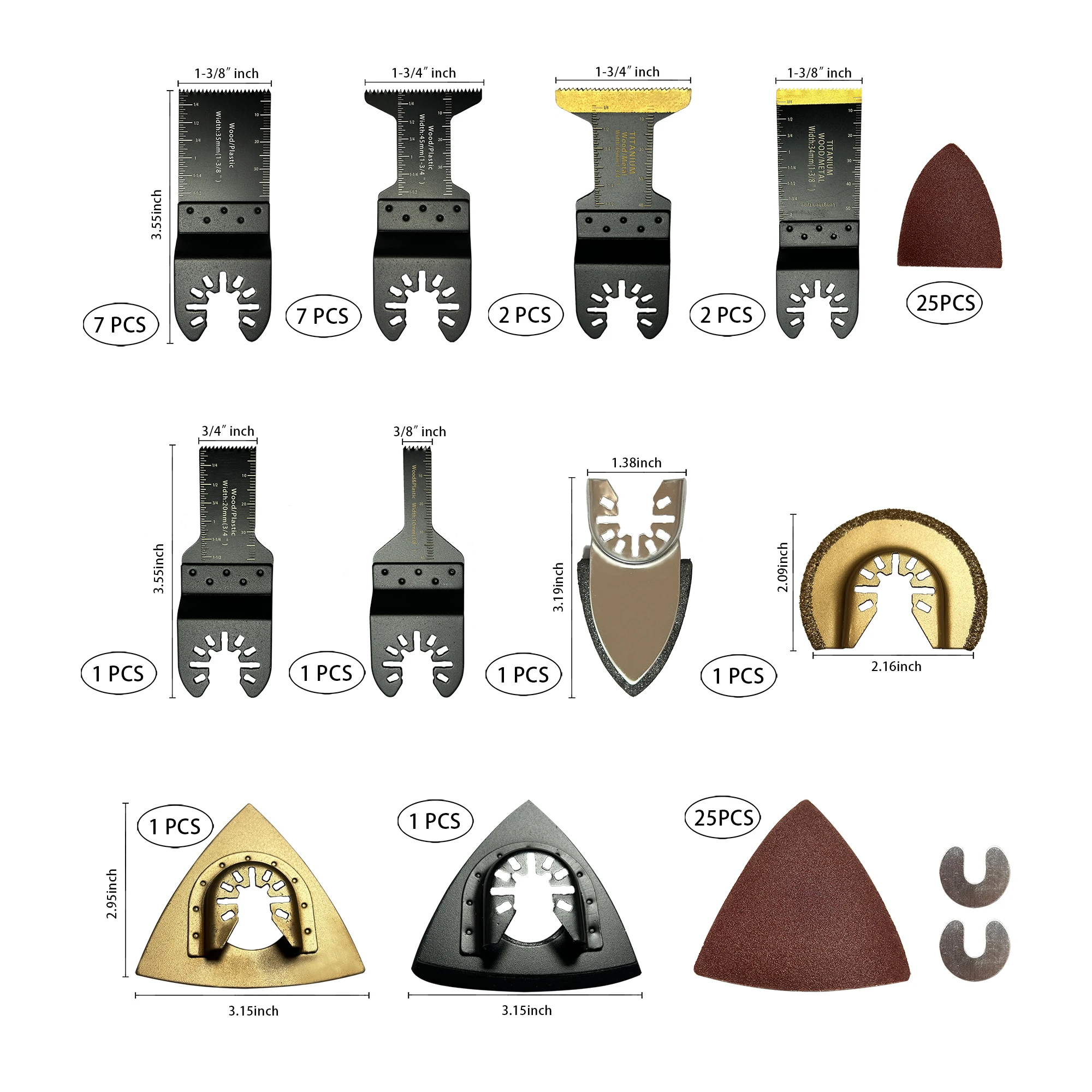 Foxbc 76 stücke oszillierende sägeblätter kit mit schleifpapier für holz metall kunststoff schneiden fit dewalt milwaukee makita rockwell wen – Detail 2