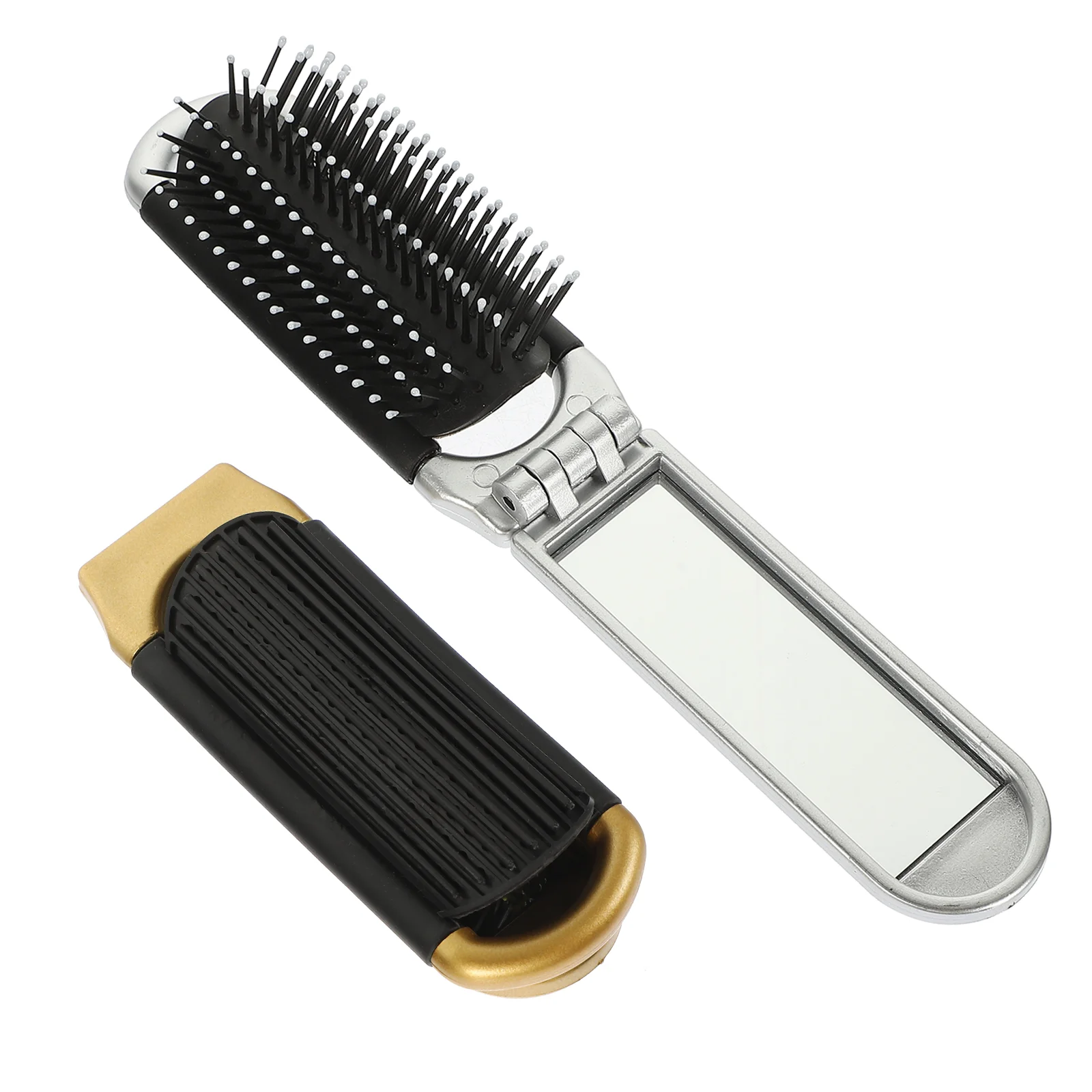 

Folding Mirror Comb Portable Travel Airbag Massage Hair Smoothing 2pcs Gold Silver
