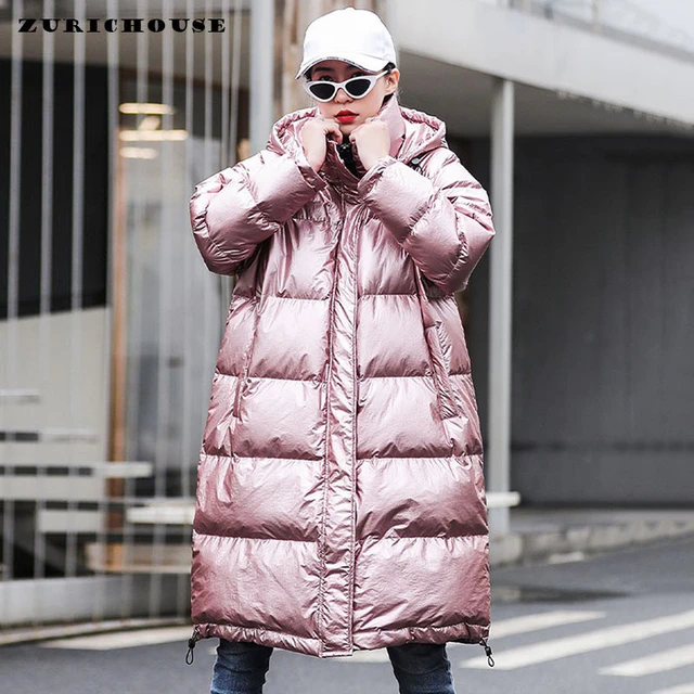 Fashion Glossy Silver Warm Outwear X-Long Down Cotton Padded Coat Female  Oversize Thick Winter Puffer Jacket Hooded Women Parka - AliExpress