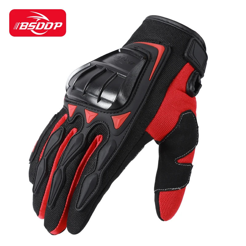 

Motorcycle Gloves Breathable Leather Touchscreen Full Finger Seasons Gloves With Carbon Fiber Hard Knuckle Anti-fall Protect