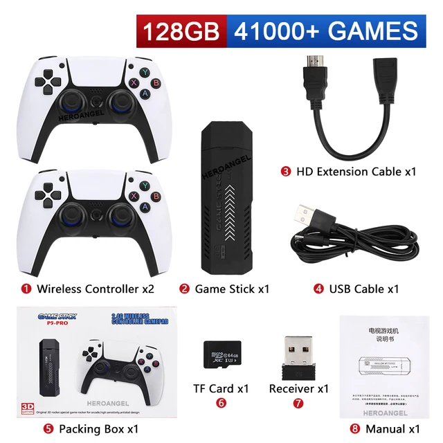 P5 PRO M8 Game Stick With Dual Wireless Controllers, 4K 4G, 41000 Games,  128GB Storage Perfect Christmas Gift For Boys Y6 Plus From Zhong04, $24.42