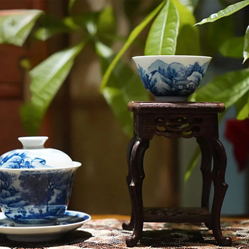 Base en bois en forme d'aile de poulet, pot de fleurs de bouddha, ornement de théière de bureau