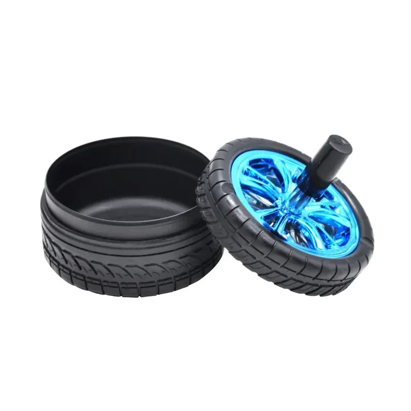 Creative Tyre Hub Rotating Style Fashion Ash Tray Alloy Round Smokeless Press Up Ashtray portable ashtray