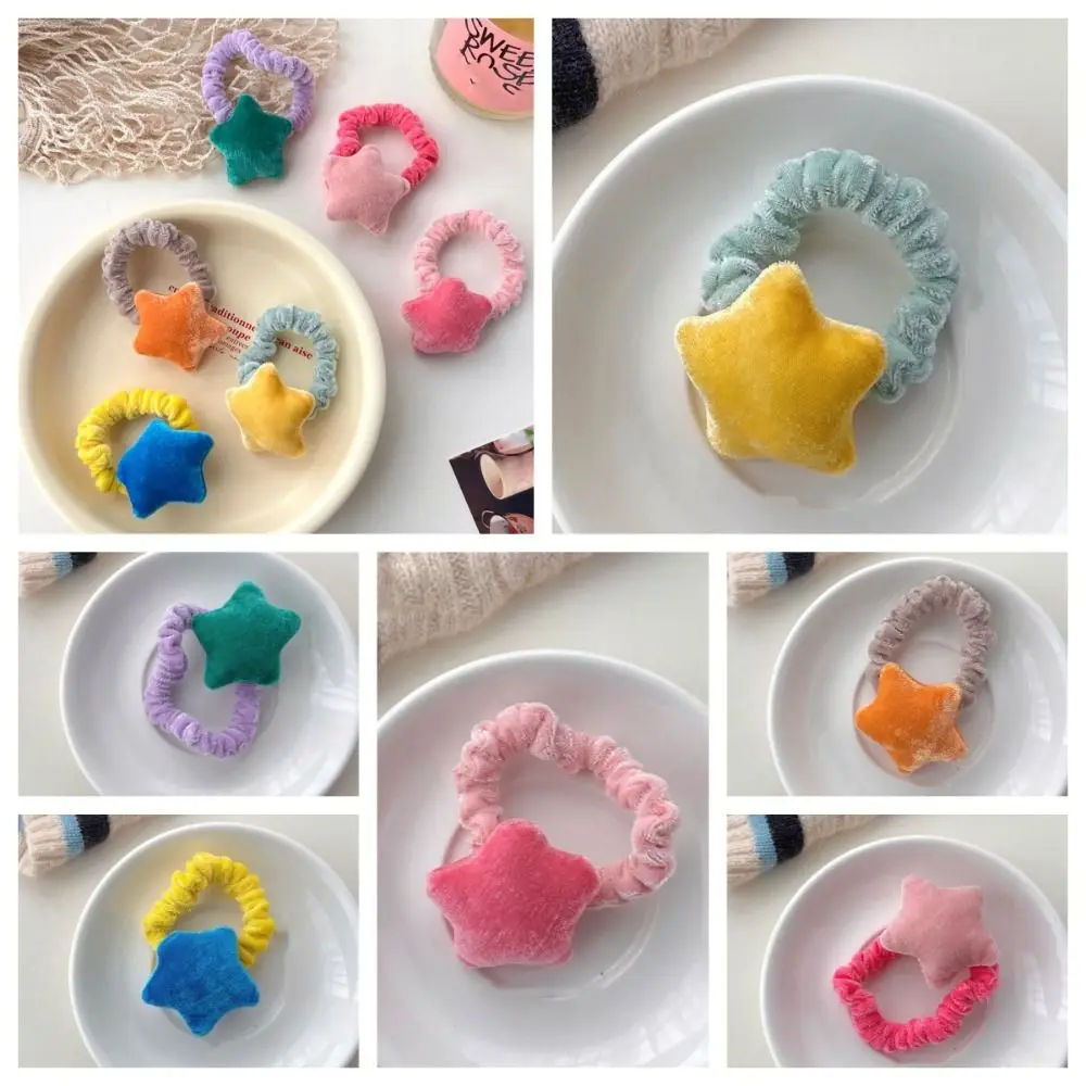 

Patchwork Star Hair Rope Cute Elastic Korean Style Plush Scrunchies Hairbands Ponytail Holder Winter Hair Ring Daily