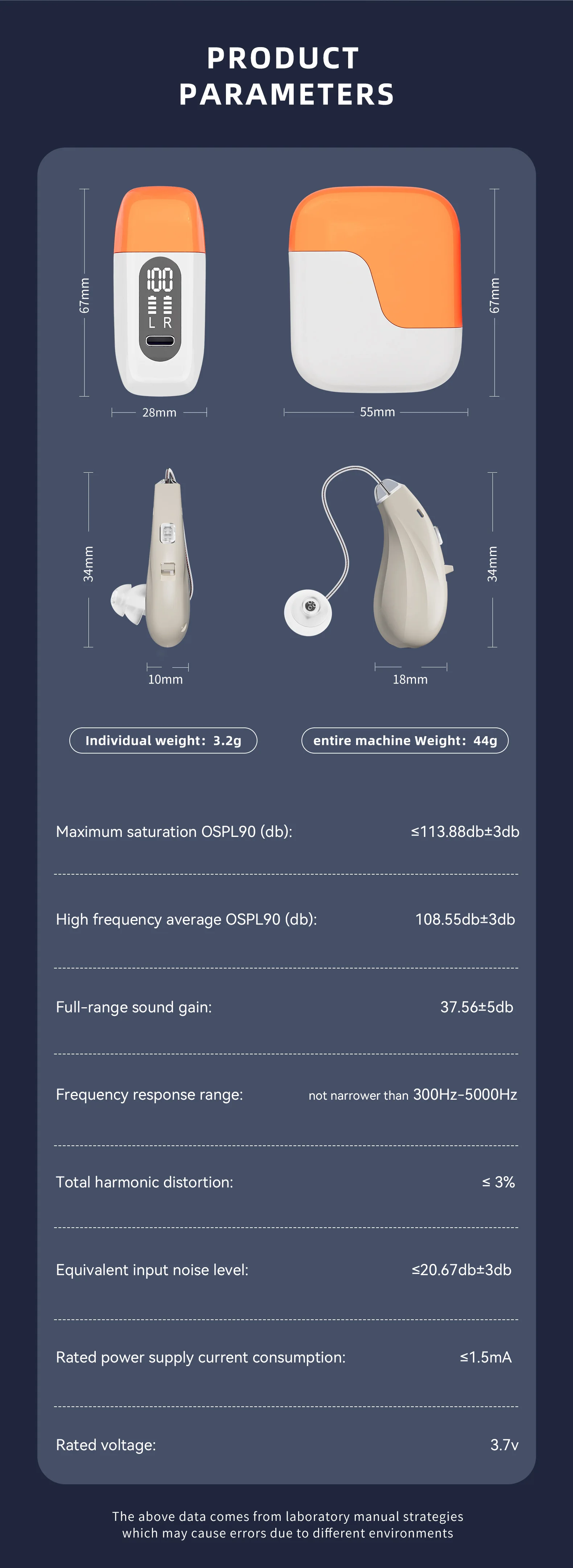 RIC Hearing Aid 16-channel Rechargeable Adjustable Tone Digital Sound Amplifier