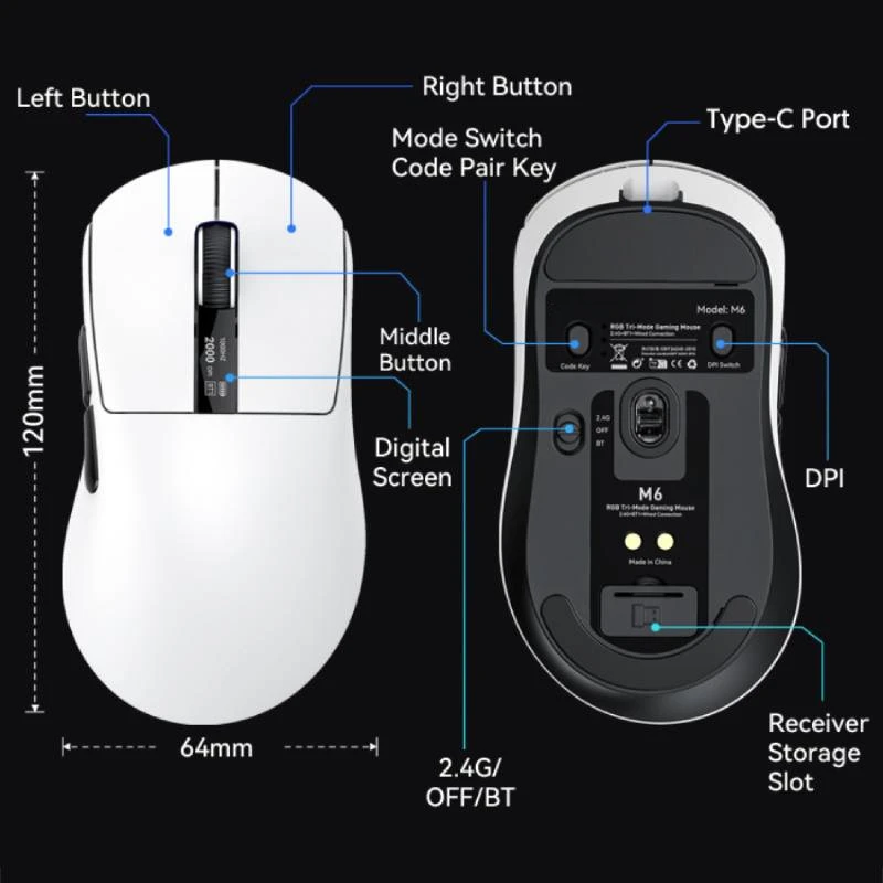 2026 Esports Wireless Gaming Mouse Bluetooth Mouse PAW3311 Tri-Mode Connection E-sports Mouse With RGB Magnetic Charging Dock
