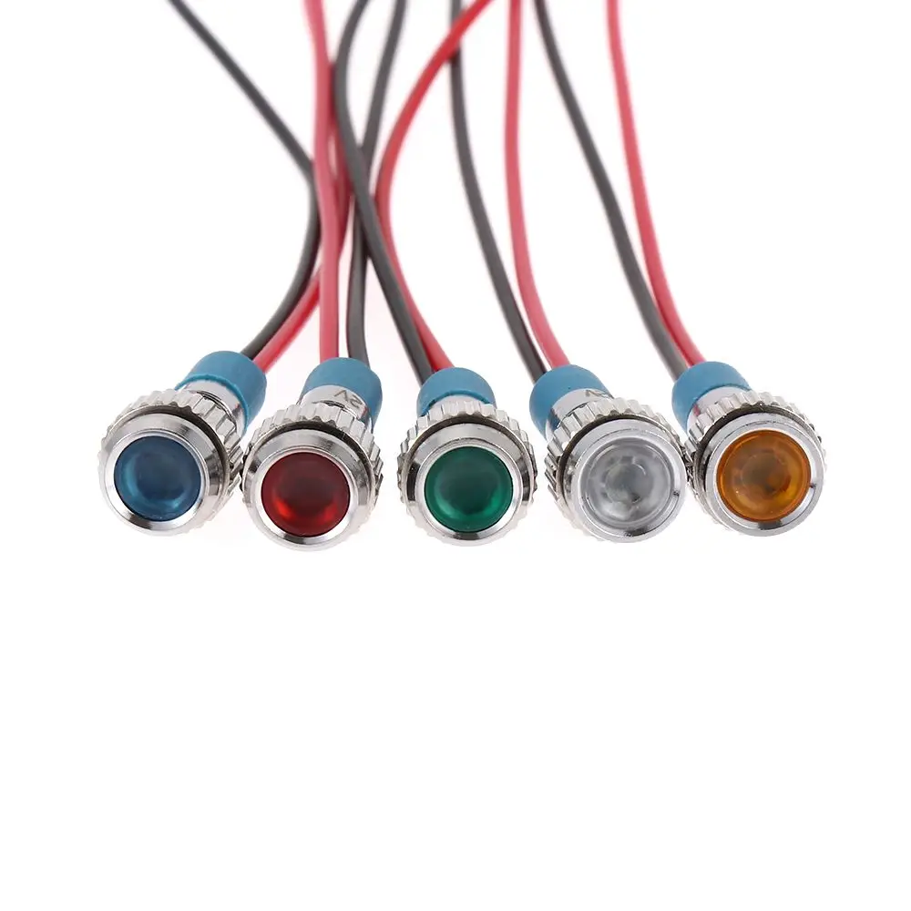Gebildet 5 stks 8mm 3V 4.5V 5V 6V 7.5V 9V LED Metalen Indicator Licht Waterdicht Signaal Lamp met Draad (Groen