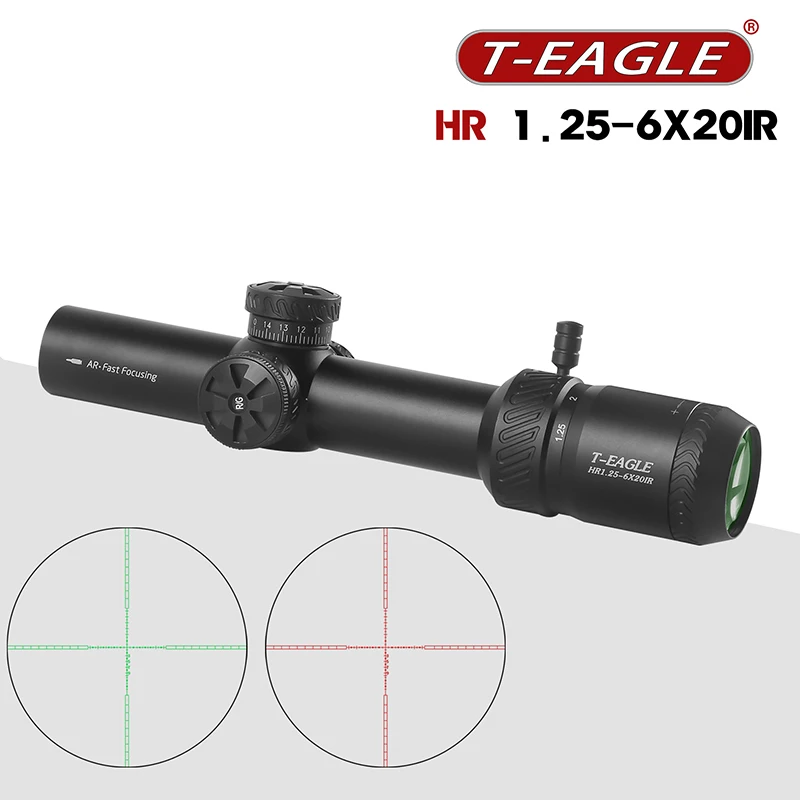 

T-EAGLE HR 1.25-6X20IR Compact Quick Aiming Riflescope Optical Sight Red Green Illumited Airsoft Sight Air Gun Scope for Hunting