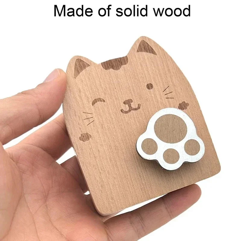 Promotion! Wood Cat Wind Up Music Box, Rotating Mechanism Movement Musical For Birthday Gifts