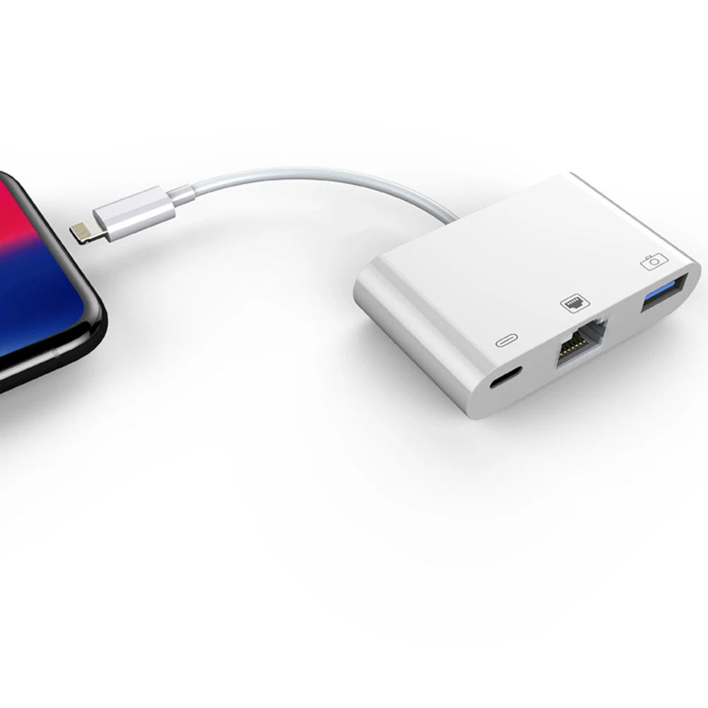 3 In 1 Lightning To Network Card Rj45 Adapter Lightning To Ethernet Camera Charging Adapter For iPhone 14 13/12/11 pro Max iPad