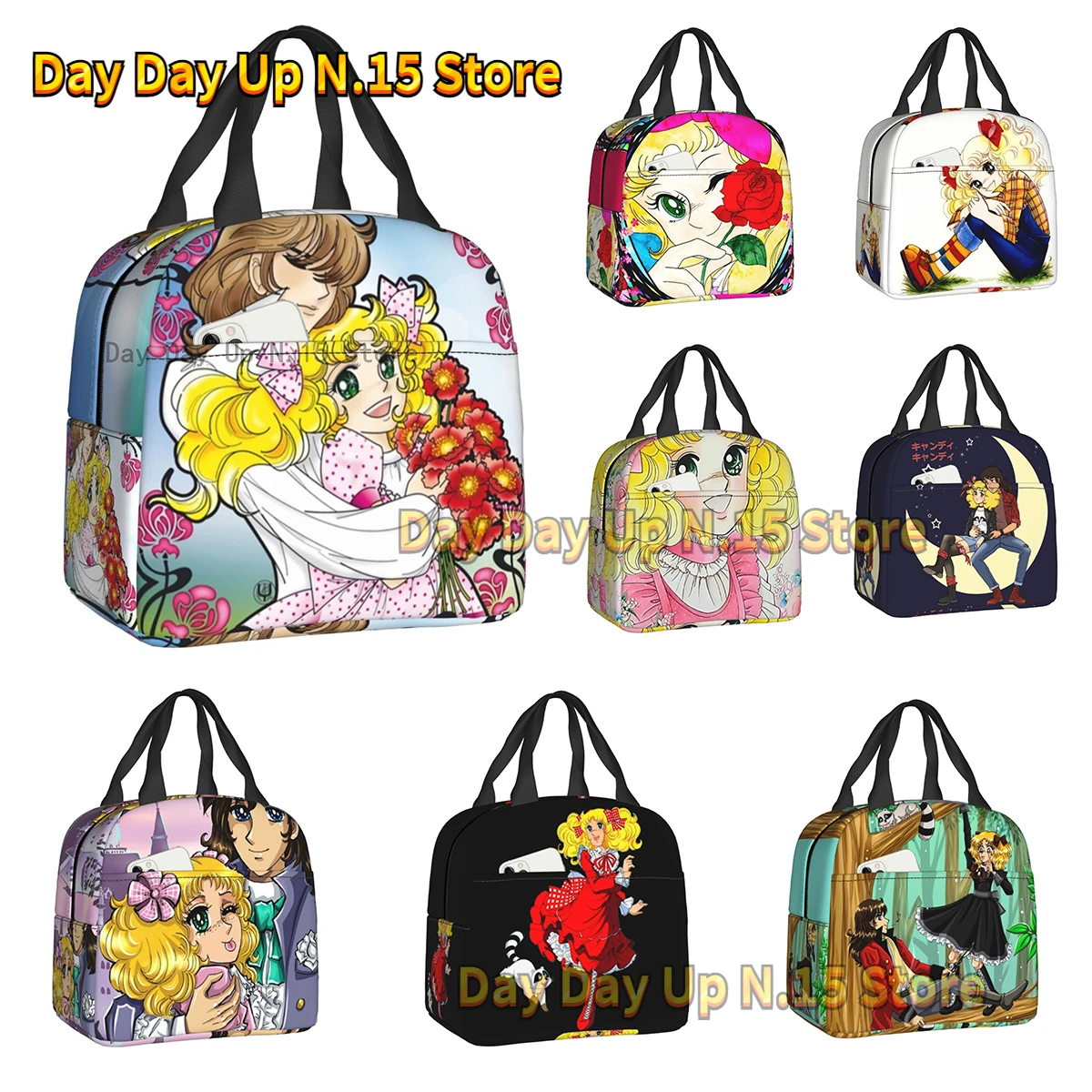 

Candy And Terence Insulated Lunch Bag for Women Waterproof Anime Manga Cooler Thermal Lunch Box Beach Camping Travel lunchbag