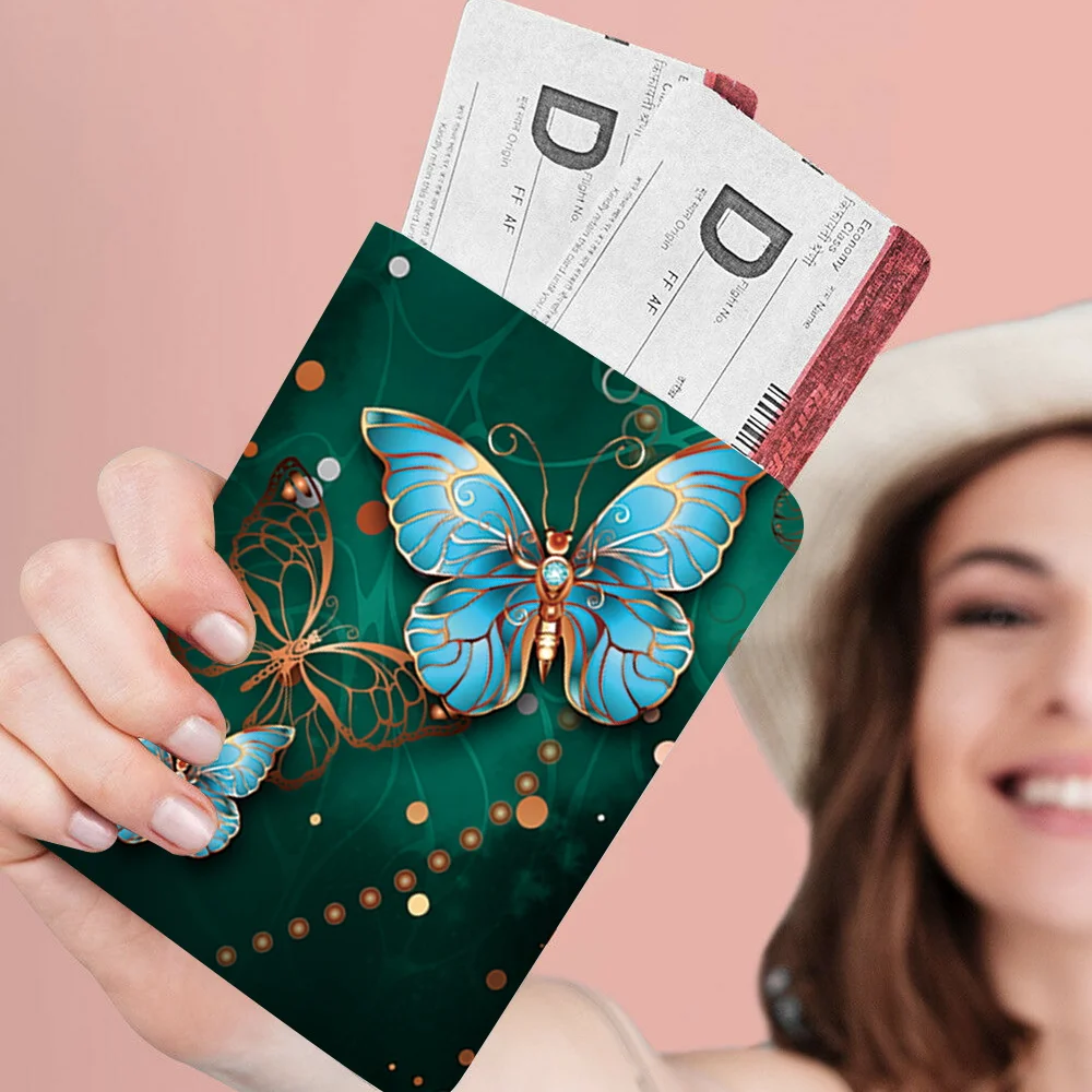 Cestovní pas kryty cestovní náprsní taška kryty pro pasy motýl řada legitimace karta držák móda svatební dar náprsní taška pouzdro pu kůže