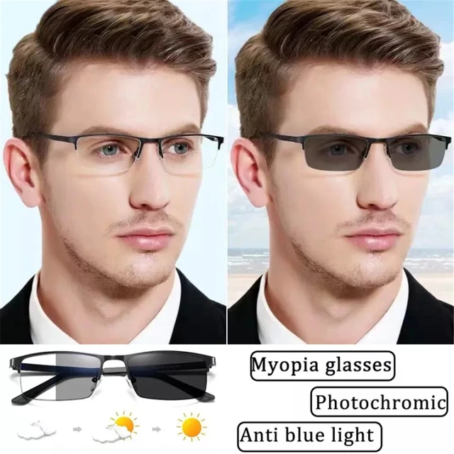 Occhiali fotocromatici occhiali miopia da uomo mezza montatura occhiali in  lega di titanio occhiali da Computer Anti luce blu occhiali da vista  Business - AliExpress