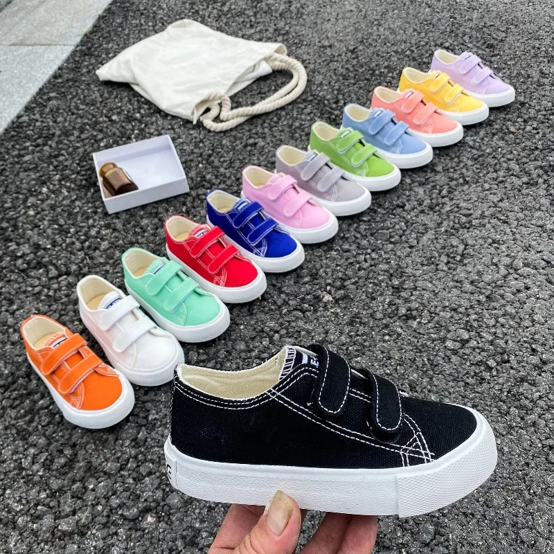 Boy Girl Canvas Shoes Candy Color Kids New Spring Autumn Baby Kid Casual Sports Shoes Student Flat Heel Children Sneakers H07172