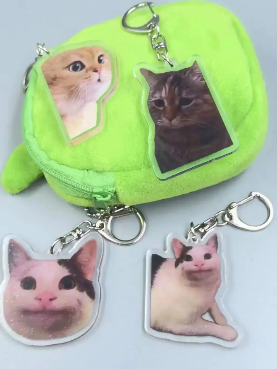 Women's Bag Pendant Cute Keychain For Bags Two Cats Talking Meme Talking Cats Polite Cat Cute Things Cheap Gift For Best Friend