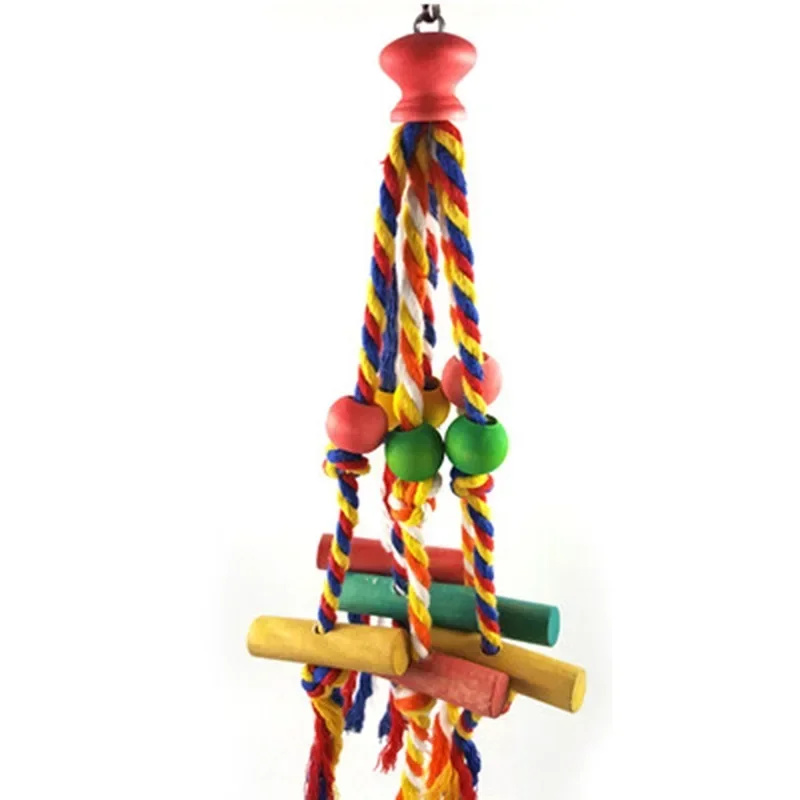 Parrot Chew Toy Cotton Rope Birds Toy Bite Bridge Tearing Toys Cockatiels Training Hang Swings Birds Cage Supplies Parrot Toy