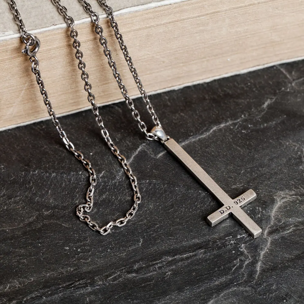 MKENDN Gothic Style 100% 925 Sterling Silver Inverted Cross Pendant Necklace For Men Women Pray Jewelry Gifts 4
