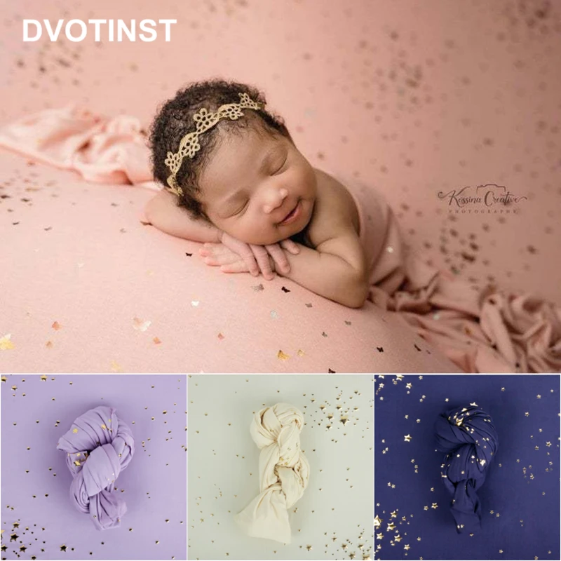 

Dvotinst Newborn Baby Photography Props Blingbling Stars Starry Backdrops Wraps Bow Knot Hats Background Blanket Photo Props