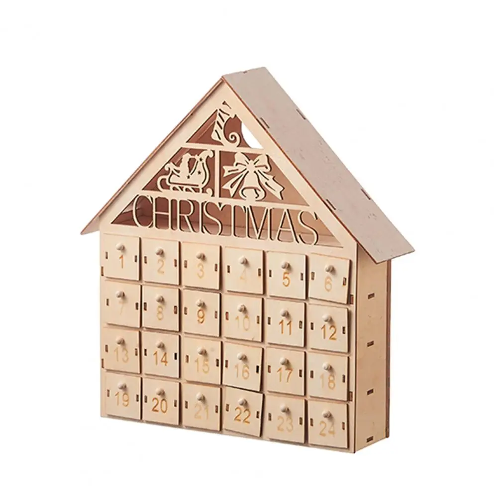 Wooden Christmas Advent Calendar With 24 Empty Storage Drawers House Shape  Christmas Countdown Calendar Home Decor