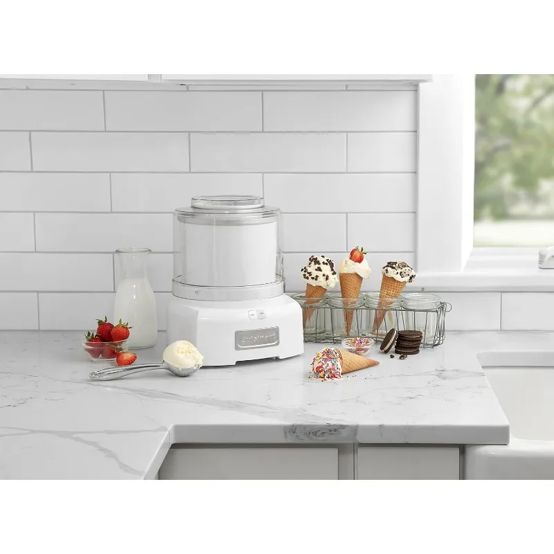 Cuisinart Ice Cream Maker Machine, 1.5 Quart Sorbet, Frozen Yogurt Maker, Double Insulated, White, ICE-21P1 5