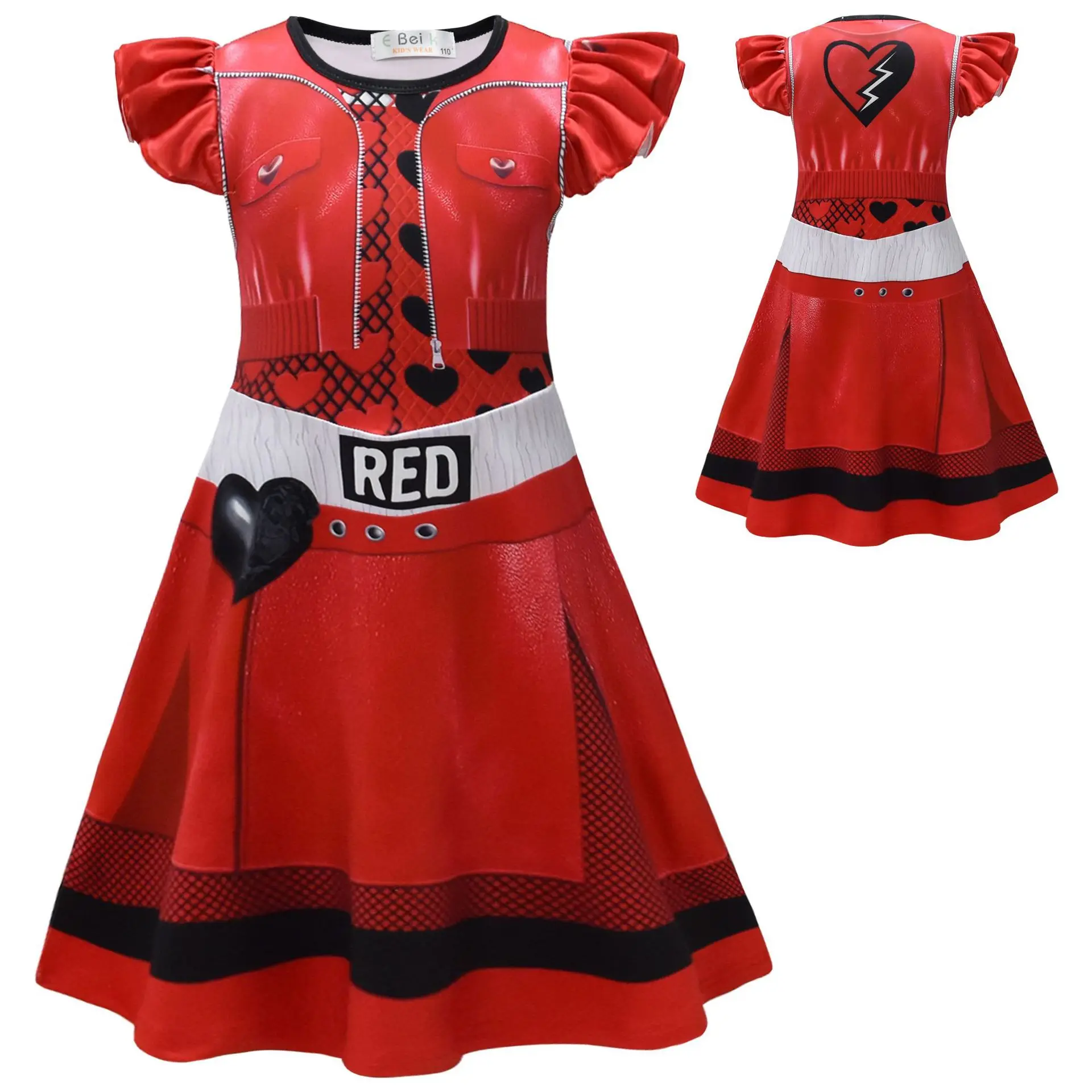 thumbnail image 3 of Disfraz de Cosplay rojo de Descendants 4 para niñas, disfraz de Cosplay de The Rise of Red Chloe, traje de fiesta de Halloween de princesa para niñas, 3 of 4