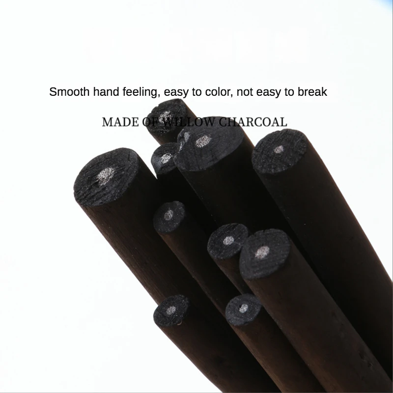 10 pcs sketch carbon sticks charcoal drawing tools easy to color not easy break art painting Wood willow cotton carbon strip