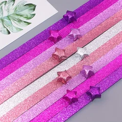Vibrant Origami Star & Rainbow Gradient Paper Strips Set - 880 Pieces (Purple Gradient)