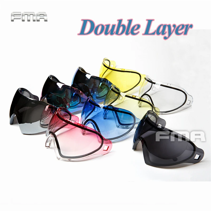 FMA F1 Full Face Mask Double Layer Replacement Lens Anti-fog PC Lenses 9 Colors For Paintball Mask Anti Fog Goggle