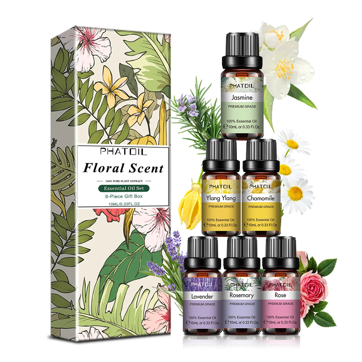 Floral Scent Fragrance Oil Kit 10ml Essential Oils for Humidifier Soap  Making Candles Scented Lavender Jasmine Rose Chamomile