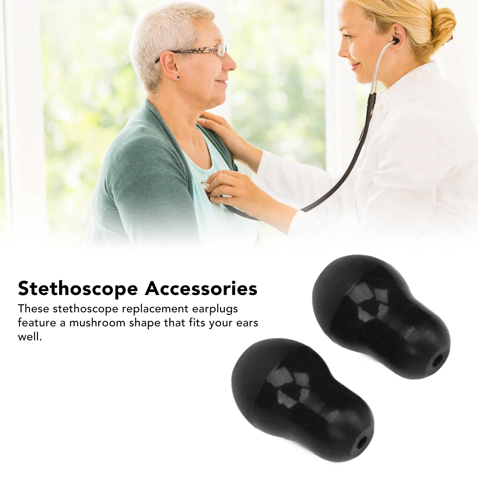 10Pcs Stethoscope Accessories Stethoscope Ear Tips Universal Replacement 2.5mm Silicone Stethoscope Earplugs for 5mm Ear Hooks 3
