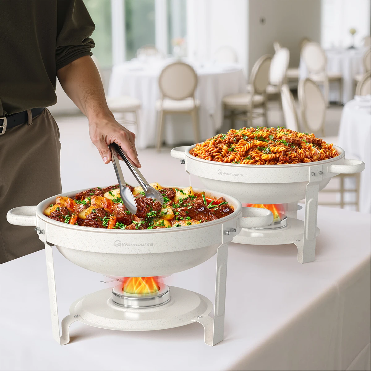 Stainless Steel White Chafing Dish Buffet Set with Lids