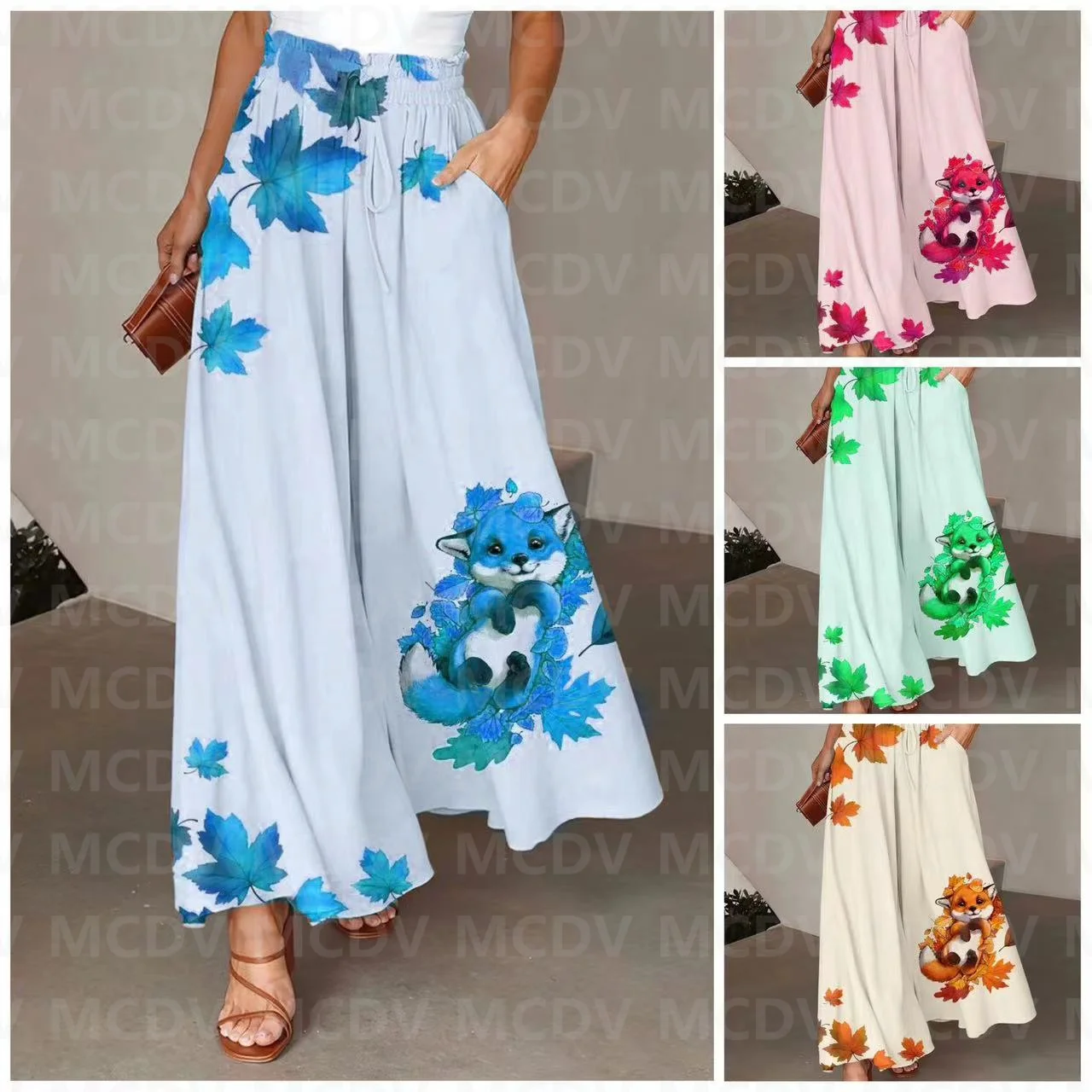 Women's Lovely Raccoon Wide Leg Pants 3D Printed Women's Casual Pants 4 Color 40pcs 175x125mm printed lovely gift post card envelopes mixed colors vintage mailer