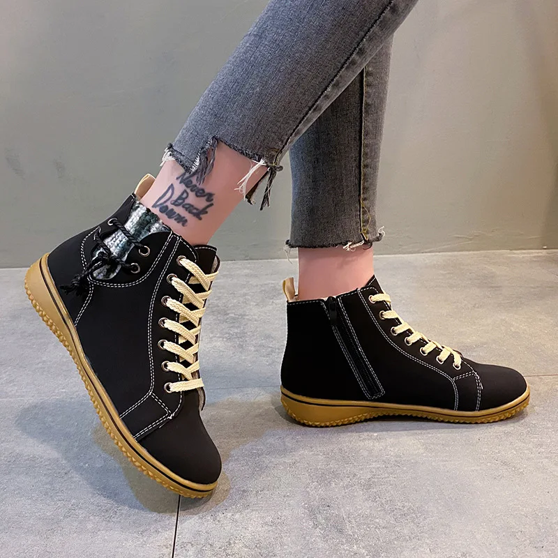 Snow Boots Women's 2023 New Flat Heel Martin Boots Winter Cotton Short Boots Women's Cotton Shoes Large boots women