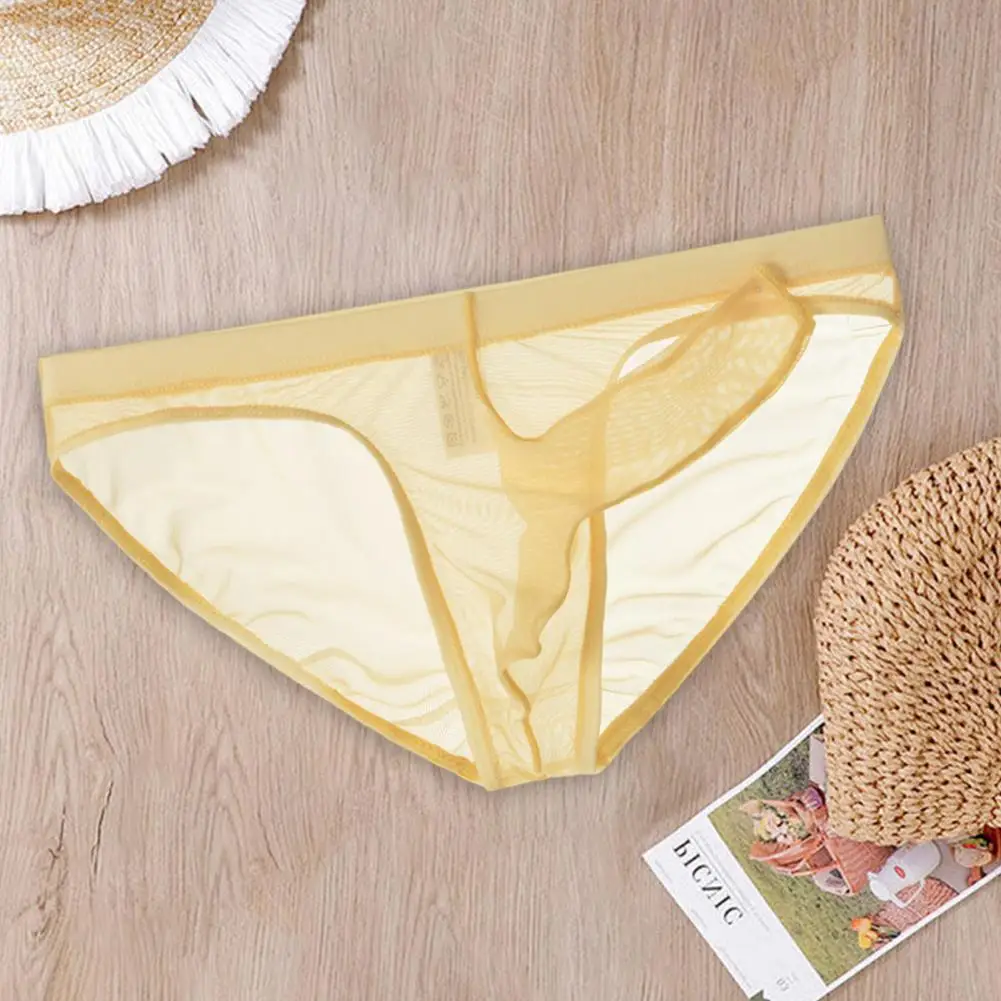 Men's Underwear Transparent Boxers Bulge Ice Silk See Through Low Rise 3D Elephant Nose Men Briefs Sexy Net Yarn Panties Sexy